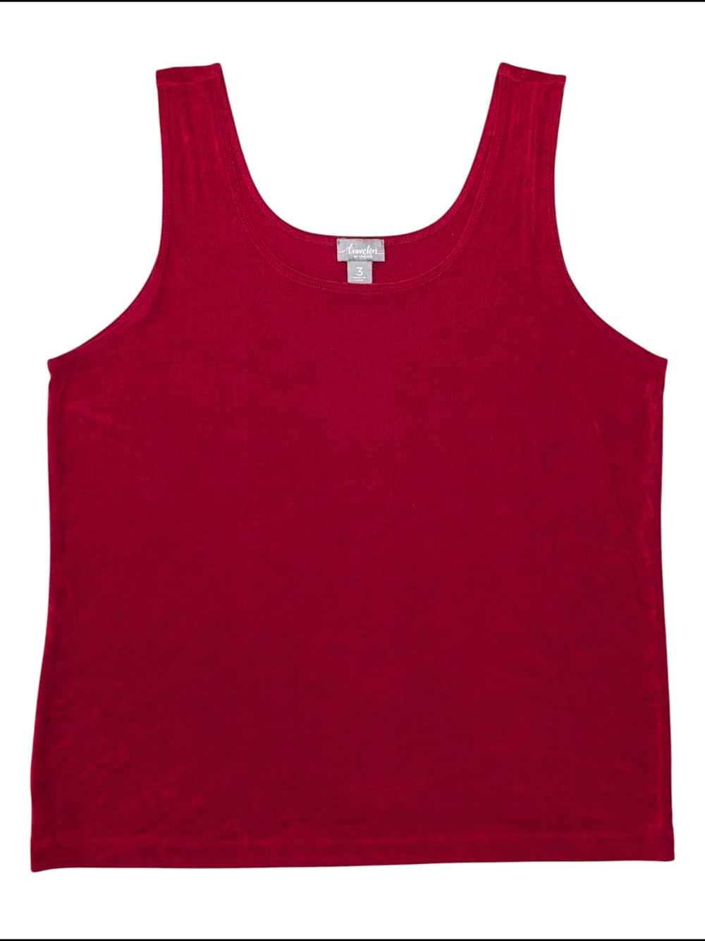 Travelers by Chico's Sz 3 XL Red Scoop Neck Tank Stretch Ribbed Draping
